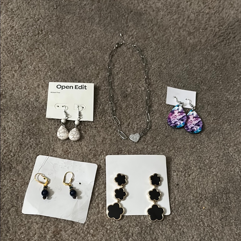 Earrings Set Of 4 And Necklace